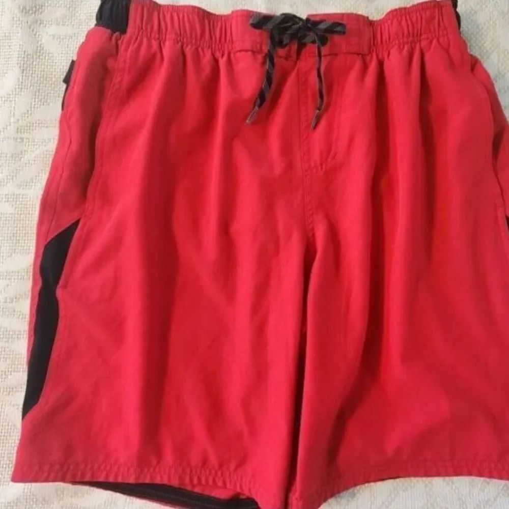 14 Nike Red Swim Board Shorts with Black Accent